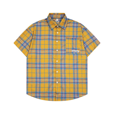 Camisa Suelta a Cuadros de Manga Corta para Hombre - Image 45