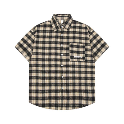 Camisa Suelta a Cuadros de Manga Corta para Hombre - Image 46