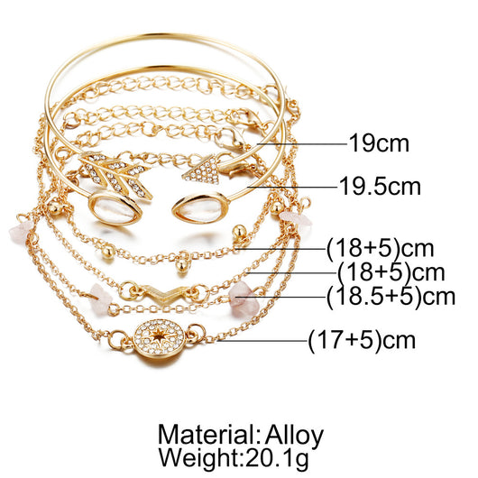 Pulsera de 6 Piezas con Piedra de Ojo de Gato y Flecha V - Conjunto Versátil Transfronterizo - Image 7