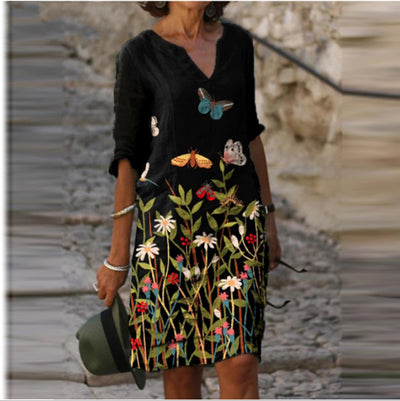 Vestido Vintage con Estampado Retro y Escote en V - Image 16