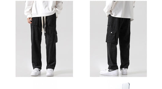 Pantalón Cargo Corduroy Holgado Multibolsillos de Corte Recto - Image 11