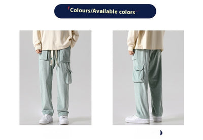 Pantalón Cargo Corduroy Holgado Multibolsillos de Corte Recto - Image 12