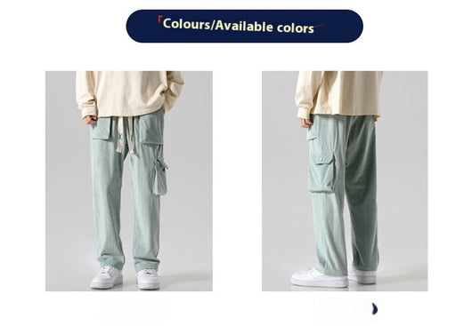 Pantalón Cargo Corduroy Holgado Multibolsillos de Corte Recto - Image 12