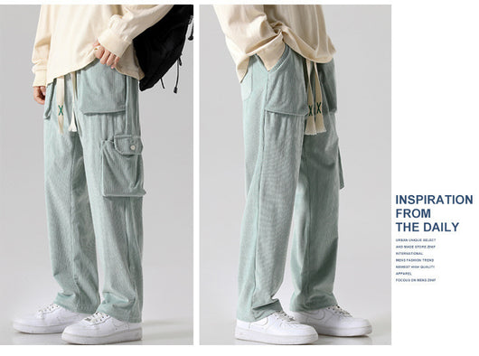 Pantalón Cargo Corduroy Holgado Multibolsillos de Corte Recto - Image 15