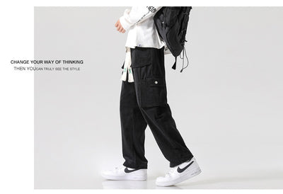 Pantalón Cargo Corduroy Holgado Multibolsillos de Corte Recto - Image 16
