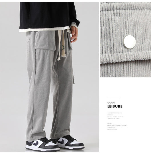 Pantalón Cargo Corduroy Holgado Multibolsillos de Corte Recto - Image 17