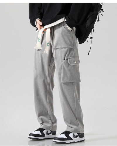 Pantalón Cargo Corduroy Holgado Multibolsillos de Corte Recto - Image 19