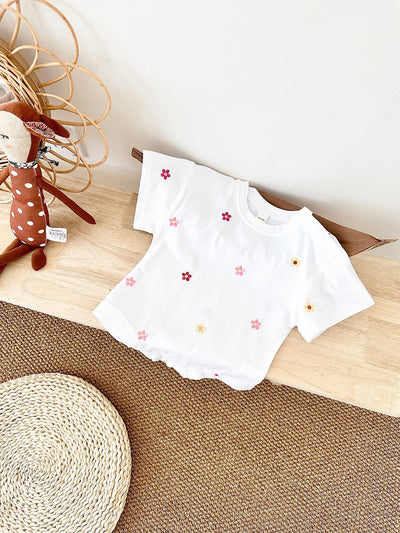 Jumpsuit Infantil con Bordado Floral, Cuello Redondo y Diseño Triangular - Image 12