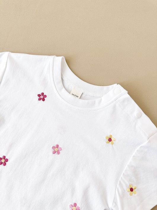 Jumpsuit Infantil con Bordado Floral, Cuello Redondo y Diseño Triangular - Image 13