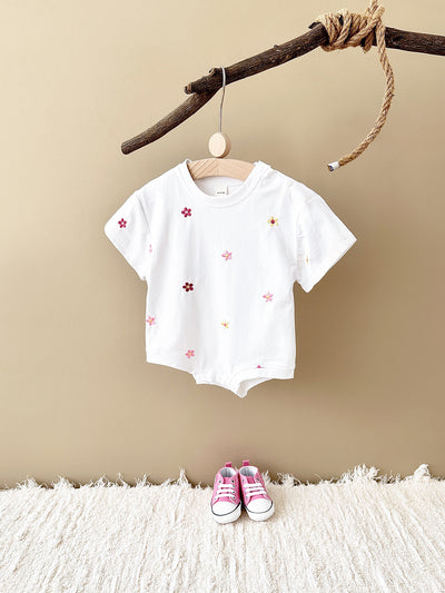 Jumpsuit Infantil con Bordado Floral, Cuello Redondo y Diseño Triangular - Image 14