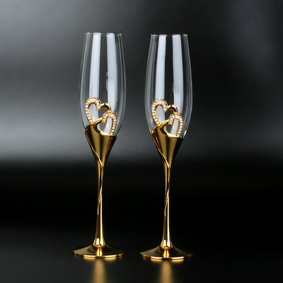 Juego de Copas para Champagne y Vinos Espumantes Doradas de Cristal - Image 8