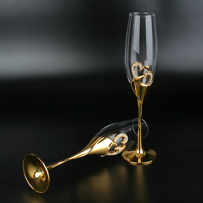 Juego de Copas para Champagne y Vinos Espumantes Doradas de Cristal - Image 9