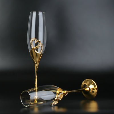 Juego de Copas para Champagne y Vinos Espumantes Doradas de Cristal - Image 11