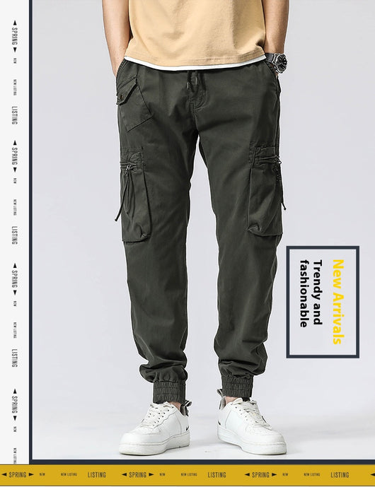Pantalones de Trabajo Casual Cintura Elástica Hombre Algodón Puro Bolsillos Múltiples - Image 28
