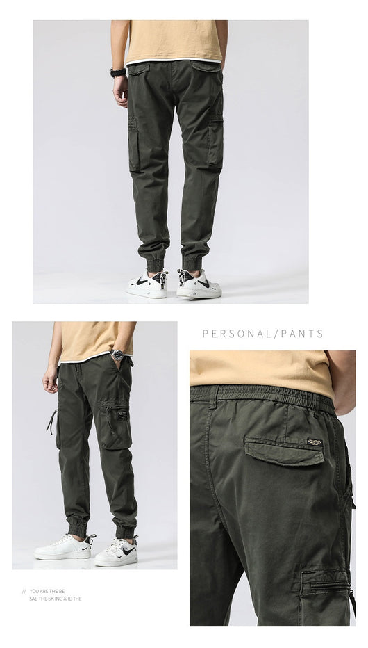 Pantalones de Trabajo Casual Cintura Elástica Hombre Algodón Puro Bolsillos Múltiples - Image 34