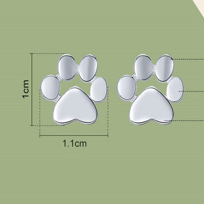Aretes de Plata S925 con Huella de Mascota y Baño de Oro Blanco - Image 12