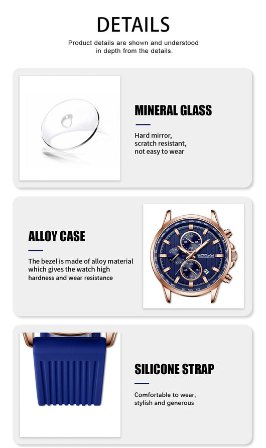 Reloj de Negocios para Hombre con Correa de Silicona y Acero Inoxidable - Image 21
