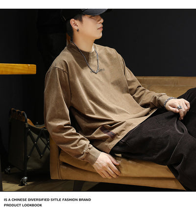 Camiseta Vintage Desgastada Estilo Americano de Manga Larga para Hombre - Image 15