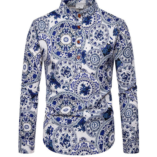 Camisa Manga Larga Estampada Talla Grande para Hombre - Image 10