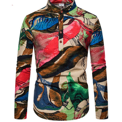 Camisa Manga Larga Estampada Talla Grande para Hombre - Image 12