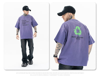 Camiseta de Algodón Suelta con Efecto Vintage Desgastado - Image 11