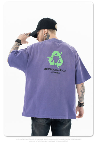 Camiseta de Algodón Suelta con Efecto Vintage Desgastado - Image 12