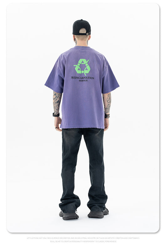 Camiseta de Algodón Suelta con Efecto Vintage Desgastado - Image 13