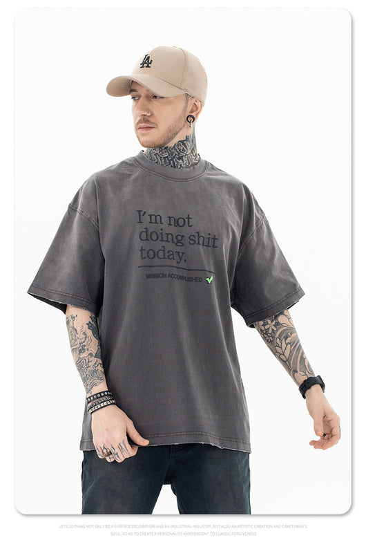 Camiseta de Algodón Suelta con Efecto Vintage Desgastado - Image 14