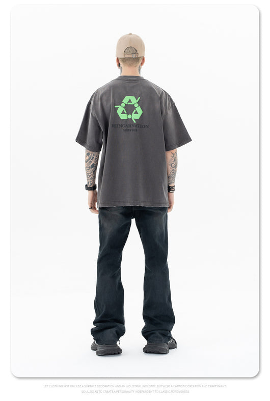 Camiseta de Algodón Suelta con Efecto Vintage Desgastado - Image 16