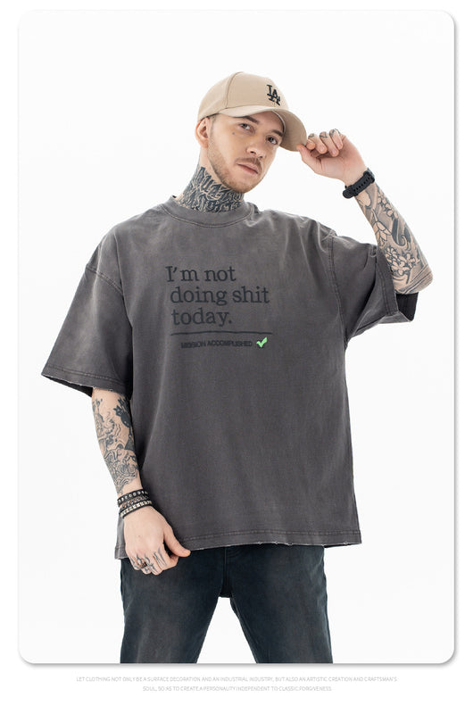 Camiseta de Algodón Suelta con Efecto Vintage Desgastado - Image 18