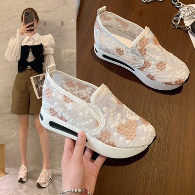 Zapatillas Deportivas Elegantes con Tacón Alto y Malla Encaje para Mujer - Image 10
