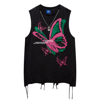 Playera Sin Mangas Rasgada Butterfly para Hombre - Image 27