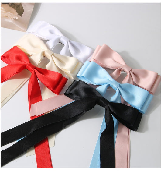 Pasador de Cabello con Moño de Resorte - Clip Grande con Cintas Decorativas - Image 22