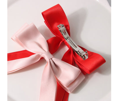 Pasador de Cabello con Moño de Resorte - Clip Grande con Cintas Decorativas - Image 24
