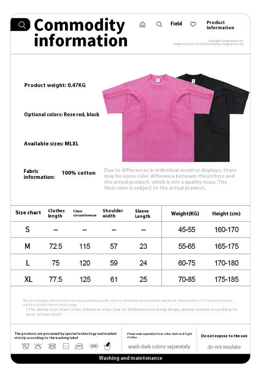 Camiseta Suelta de Cuello Redondo con Detalles de Deconstrucción - Diseño Europeo Minimalista - Image 8