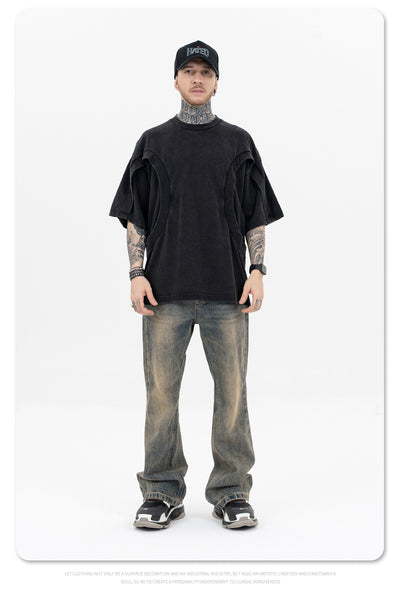 Camiseta Suelta de Cuello Redondo con Detalles de Deconstrucción - Diseño Europeo Minimalista - Image 12