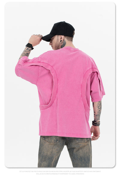 Camiseta Suelta de Cuello Redondo con Detalles de Deconstrucción - Diseño Europeo Minimalista - Image 14