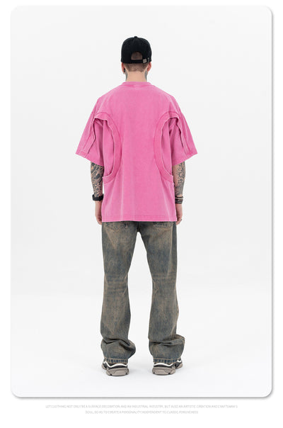 Camiseta Suelta de Cuello Redondo con Detalles de Deconstrucción - Diseño Europeo Minimalista - Image 15