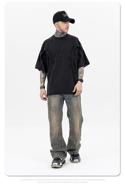 Camiseta Suelta de Cuello Redondo con Detalles de Deconstrucción - Diseño Europeo Minimalista - Image 17