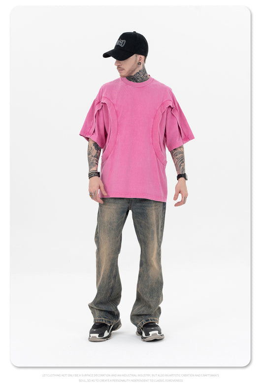 Camiseta Suelta de Cuello Redondo con Detalles de Deconstrucción - Diseño Europeo Minimalista - Image 20
