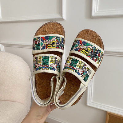 Sandalias Bordadas con Suela de Corcho para Mujer - Image 24