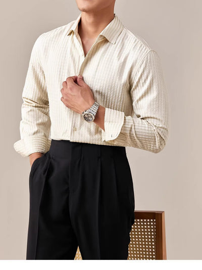 Camisa Blanca Italiana de Cuello Clásico para Hombre, Manga Larga - Image 7