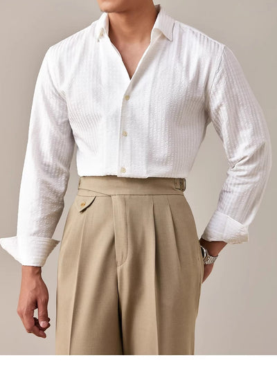 Camisa Blanca Italiana de Cuello Clásico para Hombre, Manga Larga - Image 10