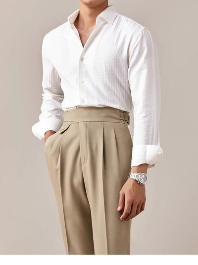 Camisa Blanca Italiana de Cuello Clásico para Hombre, Manga Larga - Image 12