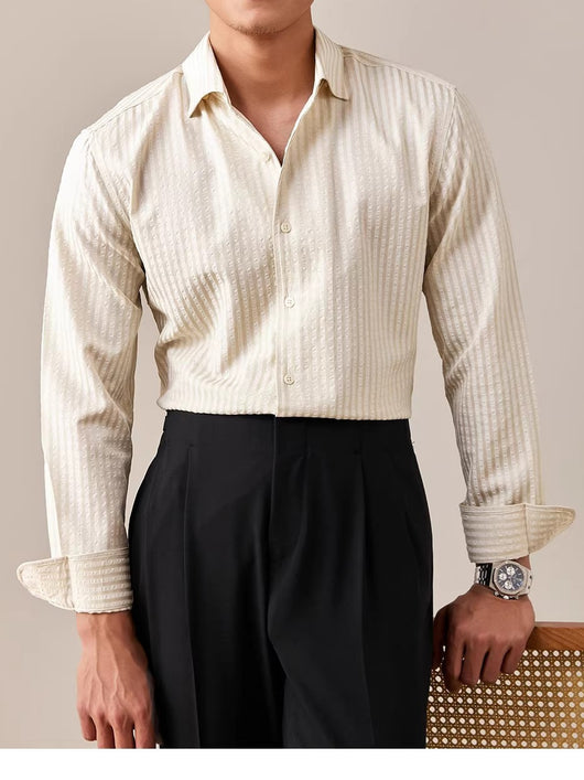 Camisa Blanca Italiana de Cuello Clásico para Hombre, Manga Larga - Image 14