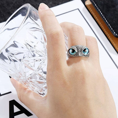 Anillo Vintage Ojo de Demonio Búho para Mujer - Joya Retro Plateada - Image 16