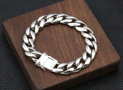 Pulsera de Plata Esterlina 925 Estilo Coreano Gruesa Brillante Personalidad - Image 13