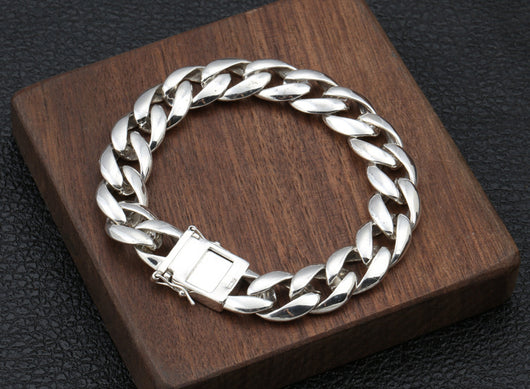 Pulsera de Plata Esterlina 925 Estilo Coreano Gruesa Brillante Personalidad - Image 13