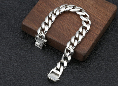Pulsera de Plata Esterlina 925 Estilo Coreano Gruesa Brillante Personalidad - Image 16