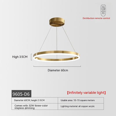 Lámpara Colgante Círculo Cobre Nórdico - Luz Atmosférica para Sala de Lujo - Image 14